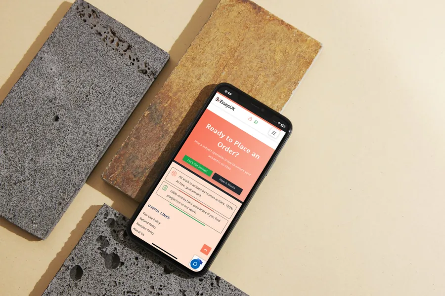 Essays UK mobile responsive website view