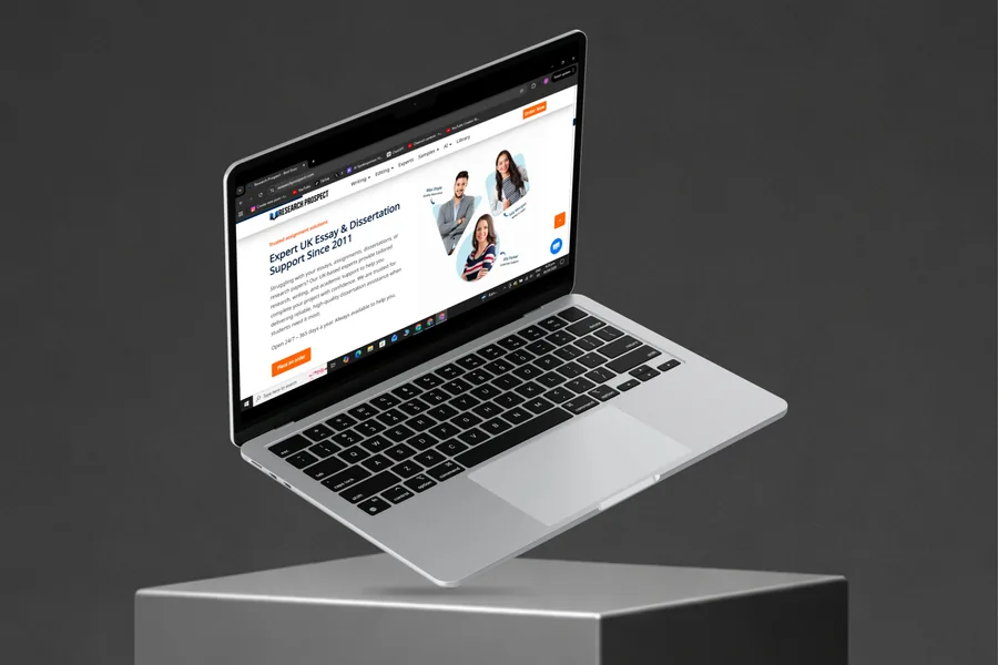 Research Prospect redesigned website on laptop — desktop view